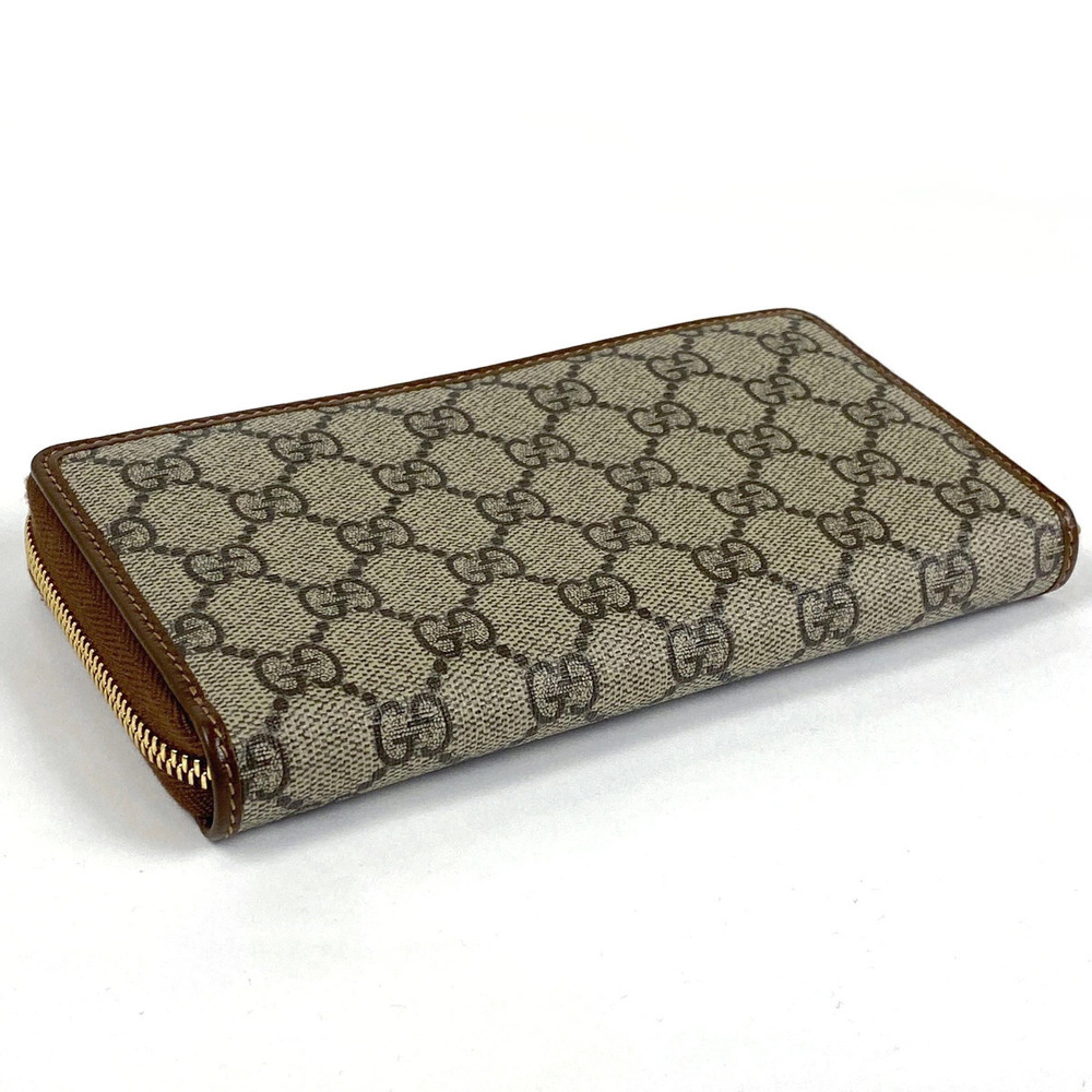 Gucci round wallet beige brown zipper long GG canvas